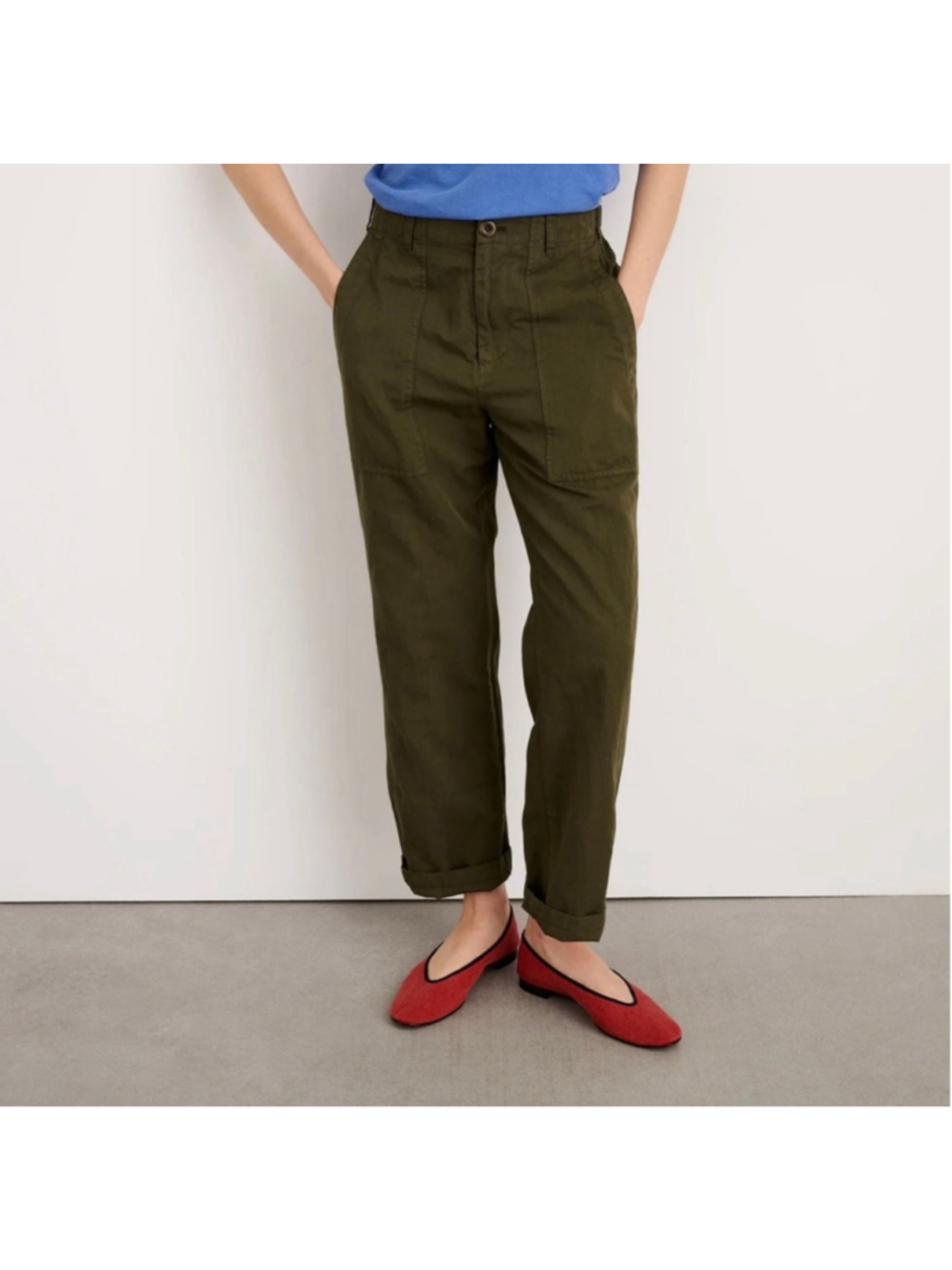 New Alex Mill Neil Utility Straight Leg
Pant Green Military Olive 14